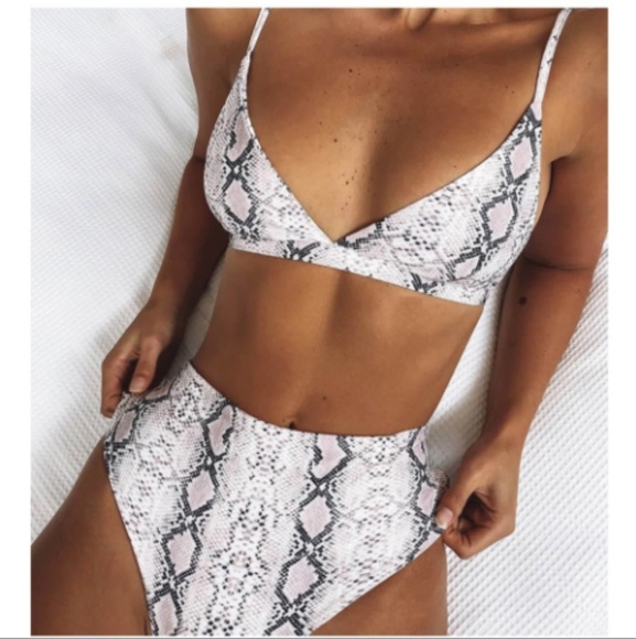 snakeskin high waisted bikini